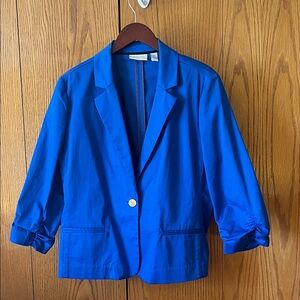 Chico's Royal Blue Single-Button Blazer with Ruched 3/4 Sleeves